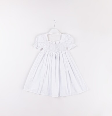 Toptan Kız Çocuk Elbise 3-6Y Büşra Bebe 1016-24145 Beyaz