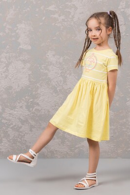 Toptan Kız Çocuk Elbise 3-8Y Boys&Girls 1081-0242 Sarı