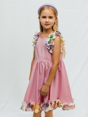 Toptan Kız Çocuk Elbise 4-12Y Sheshe 1083-DSL0131 - Sheshe