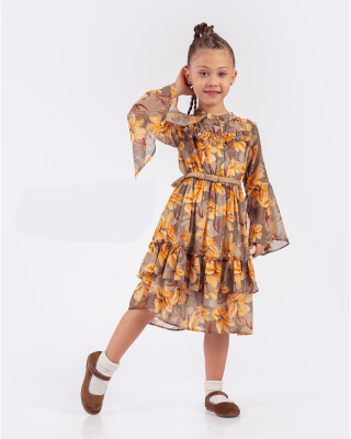 Toptan Kız Çocuk Elbise 5-8Y Elayza 2023-2315 Hardal