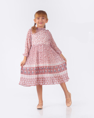 Toptan Kız Çocuk Elbise 5-8Y Elayza 2023-2333 Pudra