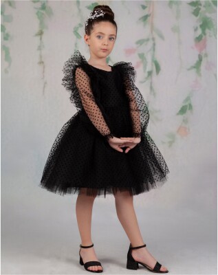 Toptan Kız Çocuk Elbise 6-9Y Wizzy 2038-3329 Siyah