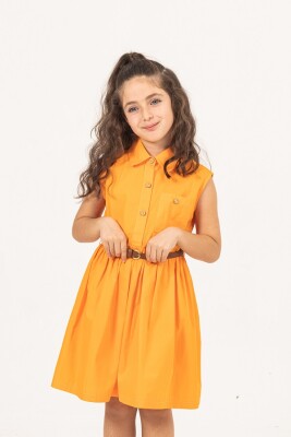 Toptan Kız Çocuk Elbise 7-10Y Büşra Bebe 1016-24132 Turuncu