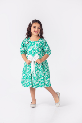 Toptan Kız Çocuk Elbise 9-12Y Pafim 2041-Y23-3245 Yeşil