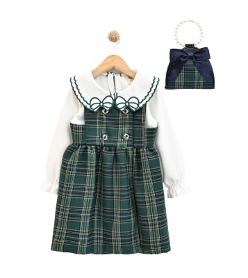 Toptan Kız Çocuk Elbise ve Çanta Takım 2-5Y Lilax 1049-6145 - Lilax