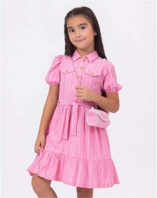 Toptan Kız Çocuk Elbise Ve Çanta Takım 2-5Y Wizzy 2038-3466-1 Fuşya