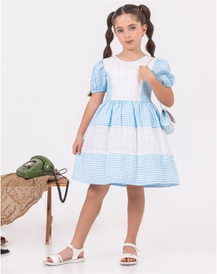 Toptan Kız Çocuk Elbise Ve Çanta Takım 2-5Y Wizzy 2038-3470 Mavi