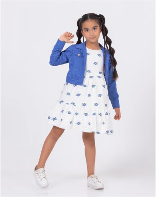 Toptan Kız Çocuk Elbise Ve Ceket 2-5Y Wizzy 2038-3462 Mavi