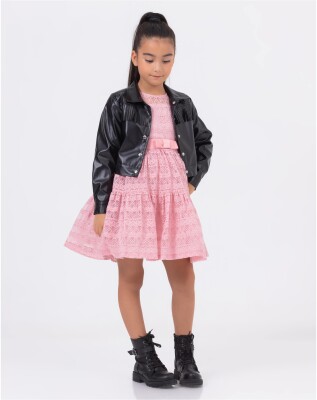 Toptan Kız Çocuk Elbise Ve Ceket Takım 2-5Y Wizzy 2038-3469 Siyah