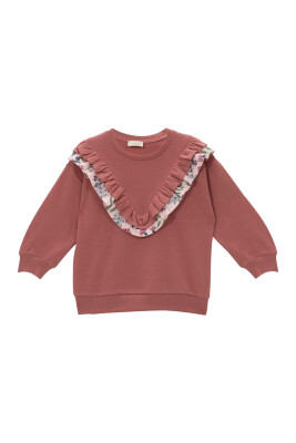 Toptan Kız Çocuk Fırfır Detaylı Sweatshirt 5-8Y Mininio 2062-252M4GDY62_GULKURUSU - Mininio