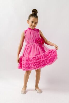 Toptan Kız Çocuk Fırfırlı Elbise 2-5Y Wecan 1022-23081 - Wecan (1)