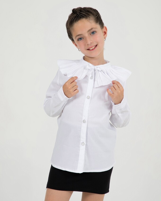 Toptan Kız Çocuk Formal Gömlek 7-10Y Büşra Bebe 1016-24217 - 1