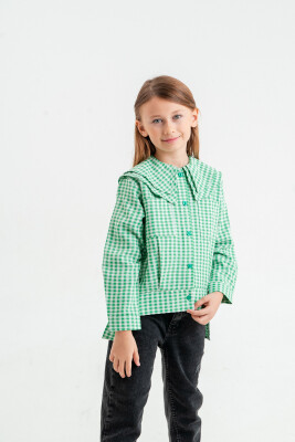 Toptan Kız Çocuk Gömlek 4-9Y Cemix 2033-3105-2 Yeşil