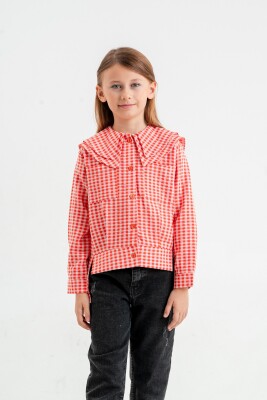 Toptan Kız Çocuk Gömlek 4-9Y Cemix 2033-3105-2 Kırmızı