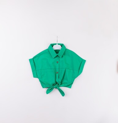 Toptan Kız Çocuk Gömlek 7-10Y Büşra Bebe 1016-24114 Yeşil