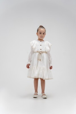 Toptan Kız Çocuk Kemerli Vual Elbise 4-7Y Eray Kids 1044-13235 - 1