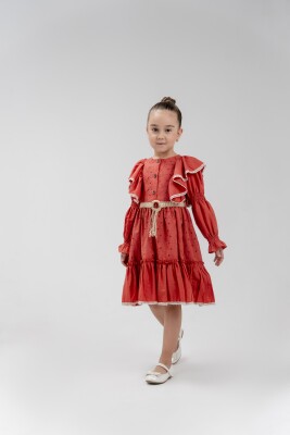 Toptan Kız Çocuk Kemerli Vual Elbise 4-7Y Eray Kids 1044-13235 - Eray Kids (1)