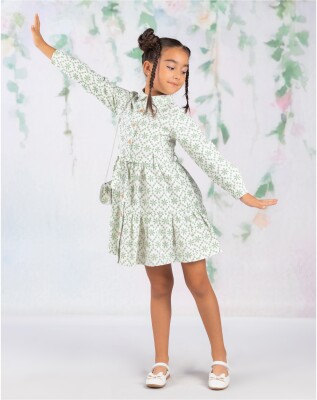 Toptan Kız Çocuk Keten Baskılı Elbise 6-9Y Wizzy 2038-3475 - Wizzy (1)