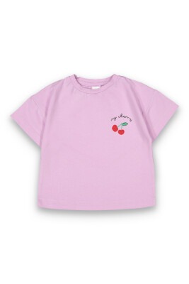 Toptan Kız Çocuk Kiraz Baskılı Tişört 2-5Y Tuffy 1099-9081 - 1