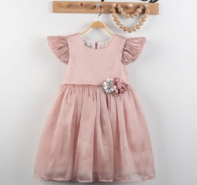 Toptan Kız Çocuk Kolu Fırfırlı Elbise 4-7Y Eray Kids 1044-9309 - 1
