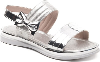Toptan Kız Çocuk Kurdeleli Sandalet 31-35EU Minican 1060-X-F-S06 Gümüş
