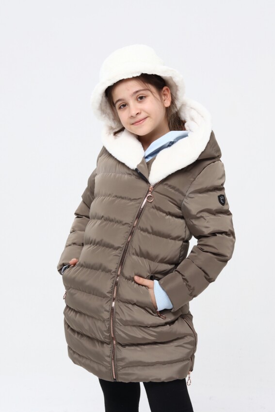 Toptan Kız Çocuk Mont 6-14Y Benitto Kids 2007-51219 - 2