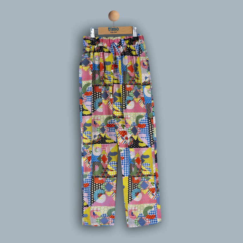 Toptan Kız Coçuk Patchwork Pantolon 10-13Y Timo 1018-TK4DA062243324 - 1