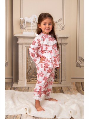 Toptan Kız Çocuk Pijama Takımı 2-11Y KidsRoom 1031-5672 Kırmızı