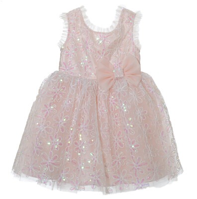 Toptan Kız Çocuk Pullu Elbise 1-5Y Serkon Baby&Kids 1084-M0401 Pudra