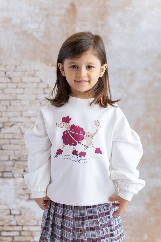 Toptan Kız Çocuk Sim Baskılı Sweatshirt 5-8Y Mininio 2062-252M4KPK62 - 1