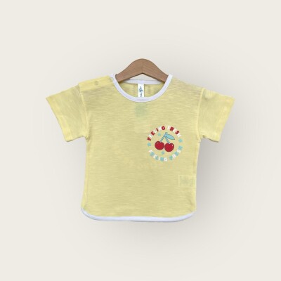 Toptan Kız Çocuk Tişört 1-4Y Algiy Mini 2047-3511 Sarı