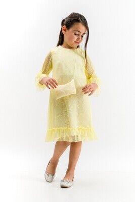 Toptan Kız Çocuk Tüllü Elbise 2-5Y Wecan 1022-23325 - Wecan