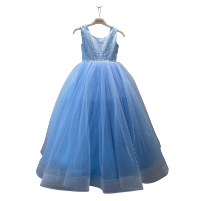 Toptan Kız Çocuk Tüllü Elbise 6-10Y Bertula Kids 2003-4804 Açık Mavi