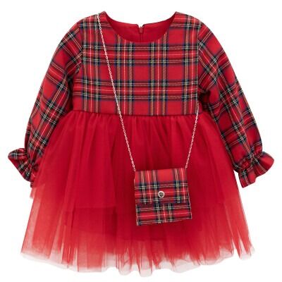 Toptan Kız Çocuk Tüllü Elbise ve Çanta Takım 2-5Y Lilax 1049-6207 - 2