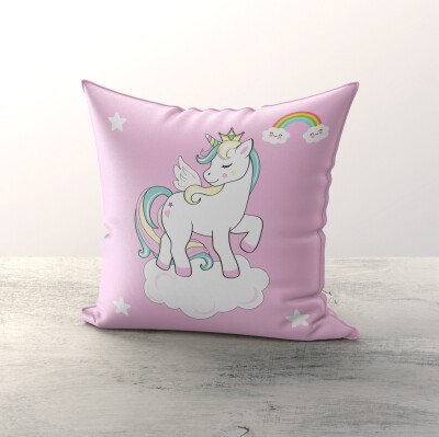 Toptan Kız Çocuk Unicorn Baskılı Kırlent Kılıfı 43*43cm Talia Home 2044-TLAKR-170 - Talia Home