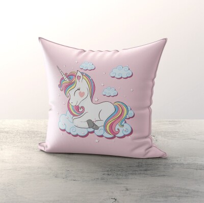 Toptan Kız Çocuk unicorn Desenli Kırlent Kılıfı 43*43cm Talia Home 2044-TLAKR-060 - Talia Home