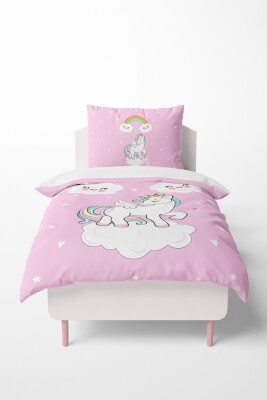 Toptan Kız Çocuk Unicorn Desenli Nevresim Takımı 160*220cm Talia Home 2044-TLAN-170-1 - 3