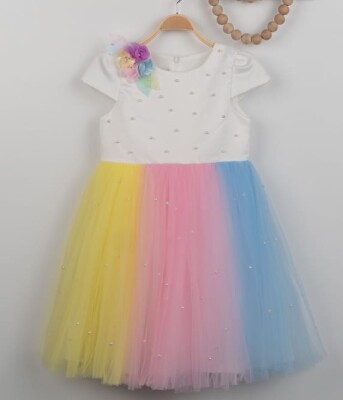 Toptan Kız Çocuk Unicorn Elbise 3-6Y Eray Kids 1044-9315 Mavi