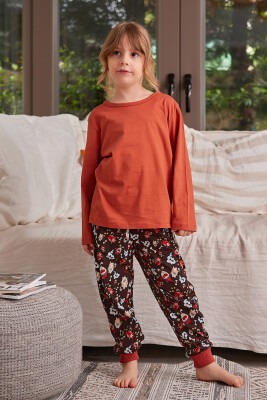 Toptan Kız Çocuk Uzun Kollu Pijama Takımı 3-12Y Zeyland 1070-ZK24-104225 - 1