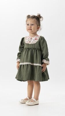 Toptan Kız Çocuk Vintage Elbise 2-5Y Wecan 1022-23165 - Wecan