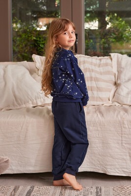 Toptan Kız Çocuk Yıldız Desenli Pijama Takımı 3-12Y Zeyland 1070-ZK24-118242 - 1