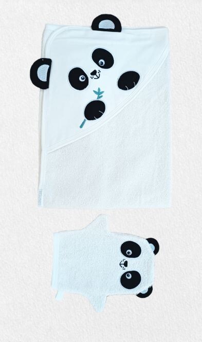 Toptan Unisex 2'li Bebek Panda Havlu Seti 0-18M Tomuycuk 1074-55094 - 1