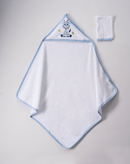 Toptan Unisex 2'li Keseli Bebek Banyo Takımı 80x80cm Ramel Kids 1072-351BEYAZ - 1