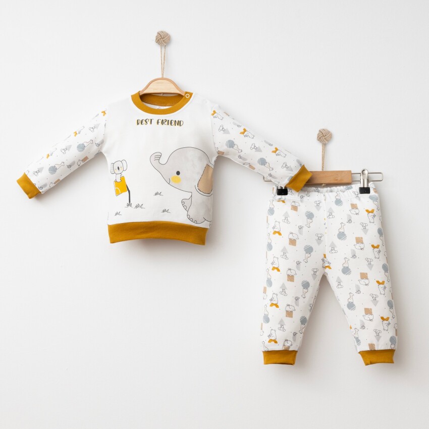 Toptan Unisex 2'li Pijama Takımı 6-18M Gümüş Baby 2043-002030 - 1