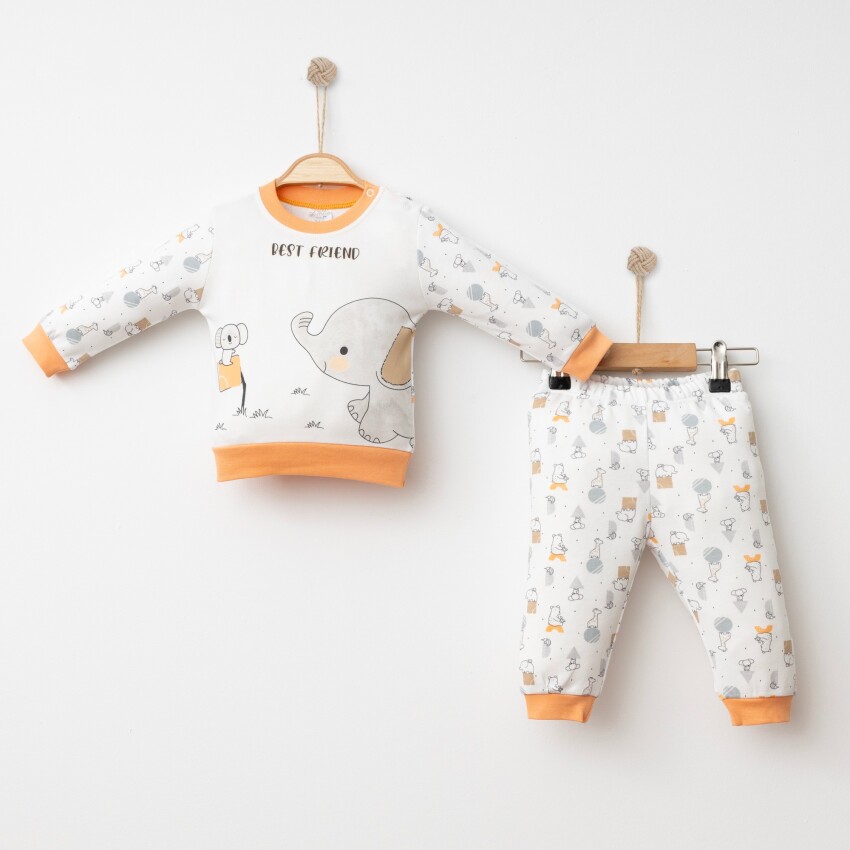 Toptan Unisex 2'li Pijama Takımı 6-18M Gümüş Baby 2043-002030 - 3