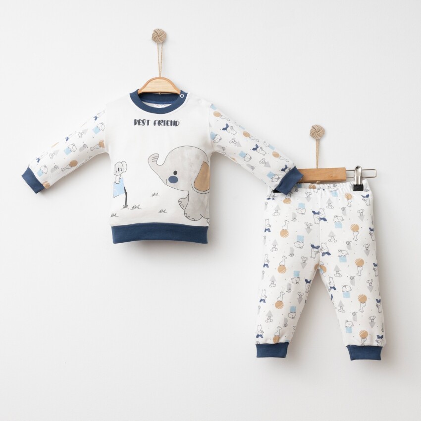 Toptan Unisex 2'li Pijama Takımı 6-18M Gümüş Baby 2043-002030 - 6