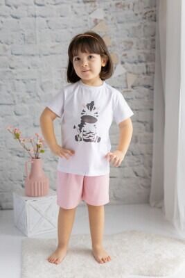 Toptan Unisex Baskılı T-shirt ve Şort Takım 1-7Y Zeyland 1070-231Z1DNR76 Pembe