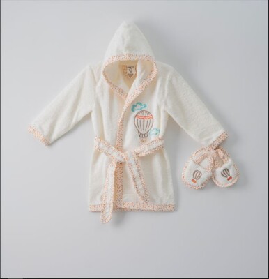 Toptan Unisex Bathrobe Set 1-5Y Ramel Kids 1072-492 Krem