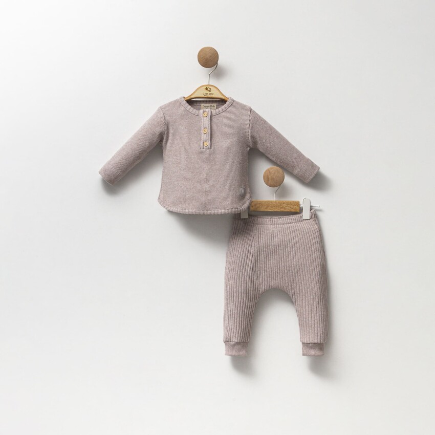 Toptan Unisex Bebek 2'li Body ve Pantolon Takım 6-12M Cassiope 2061-473791 - 2