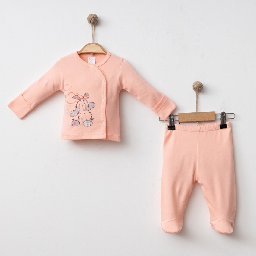 Toptan Unisex Bebek 2'li Body ve Pantolon Yenidoğan Takım 0-3M Gümüş Baby 2043-0038 - 6